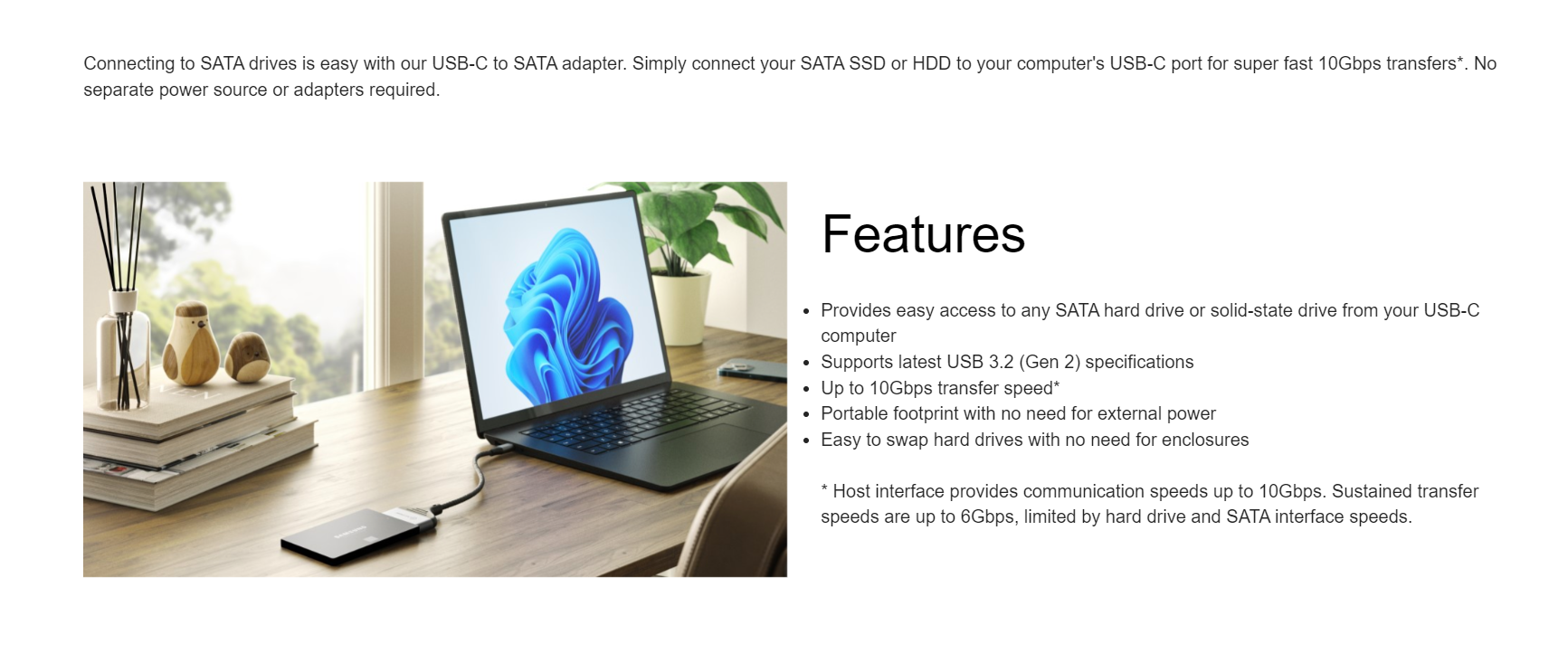 A large marketing image providing additional information about the product ALOGIC 20cm USB 3.1 Type-C Adapter Cable for 2.5" Sata Drive - Additional alt info not provided